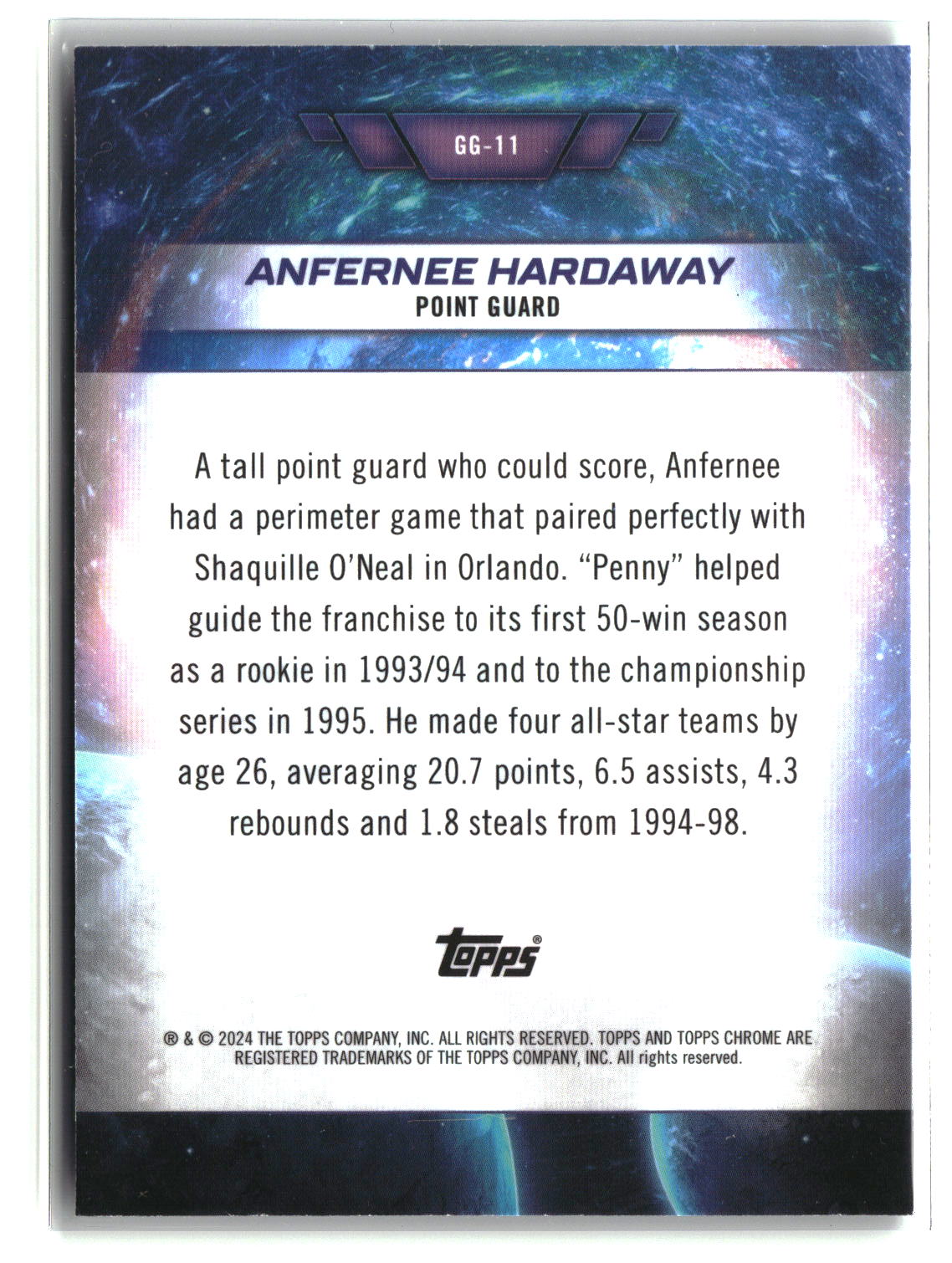 Anfernee Hardaway 2023-24 Topps Chrome Cosmic Galaxy Greats #GG-11