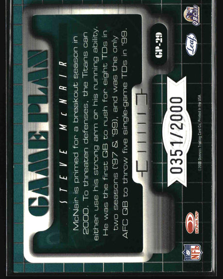 Steve McNair 2000 Leaf Rookies & Stars Game Plan #GP-29 #/2000
