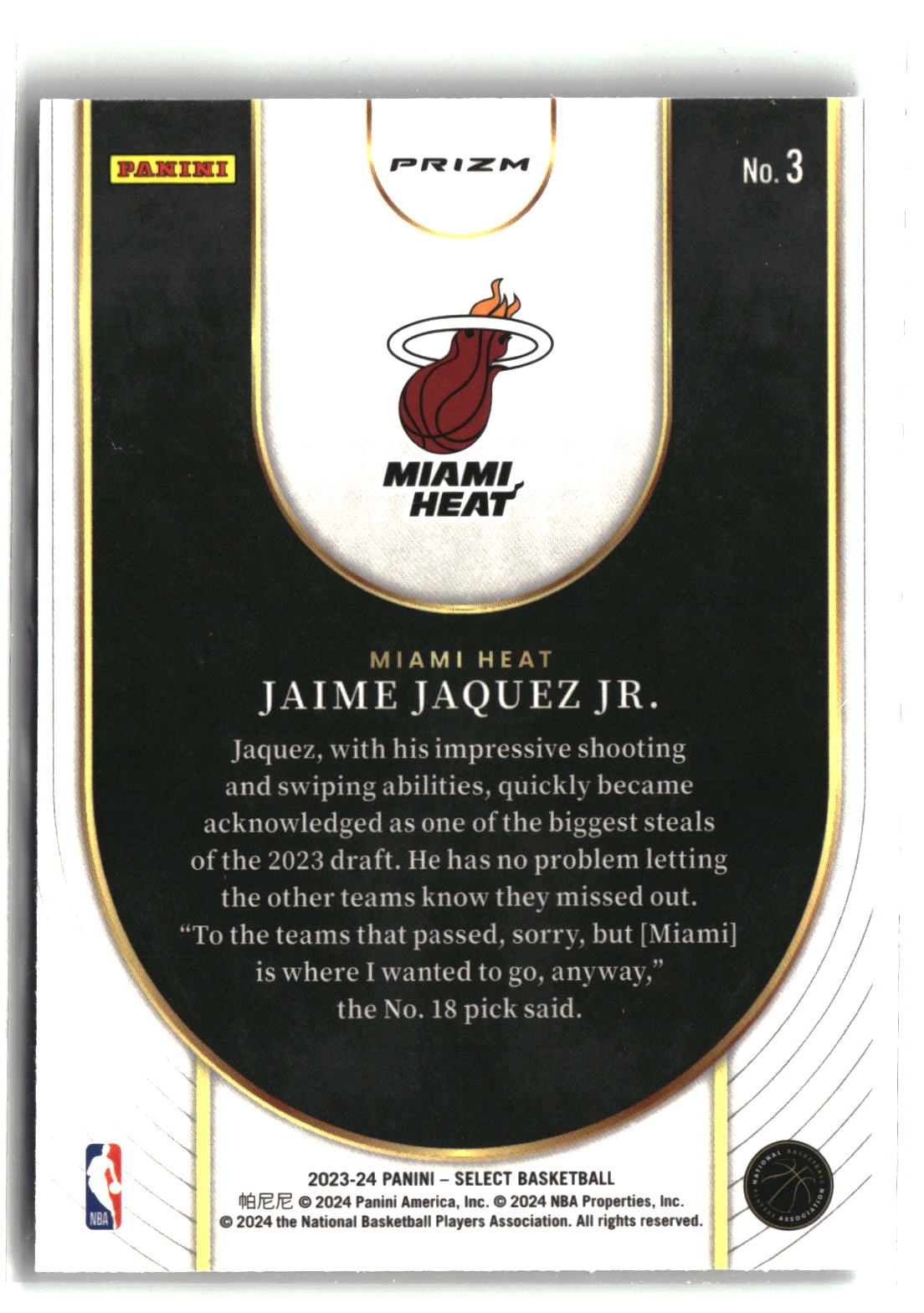 Jaime Jaquez Jr. 2023-24 Panini Select Neon Icon Silver Prizms #3