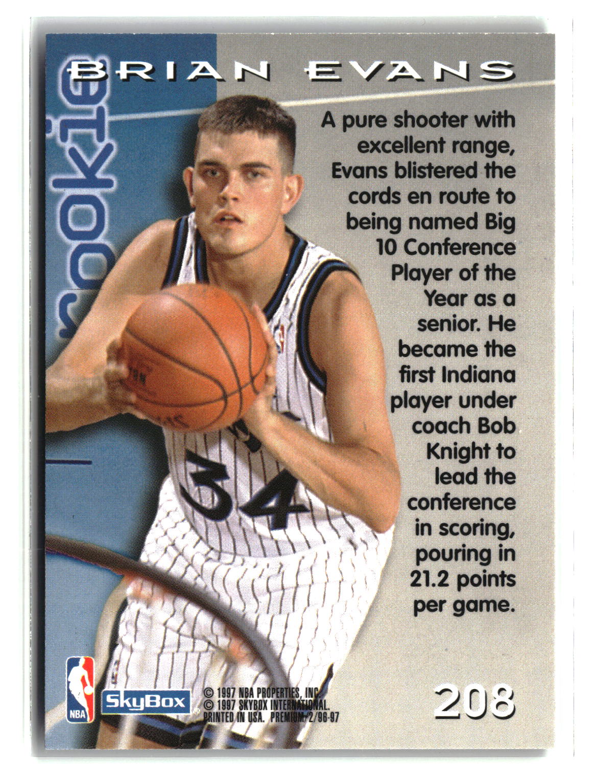 Brian Evans 1996-97 SkyBox Premium #208
