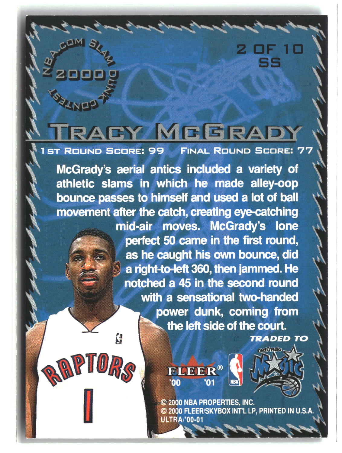 Tracy McGrady 2000-01 Ultra Slam Show #2 SS