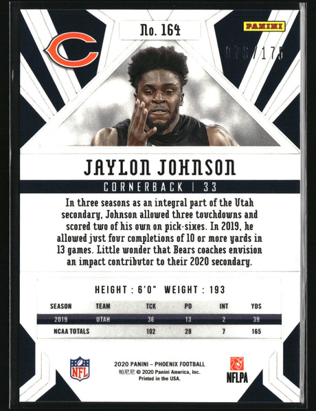 Jaylon Johnson 2020 Panini Phoenix Teal #164 #/175