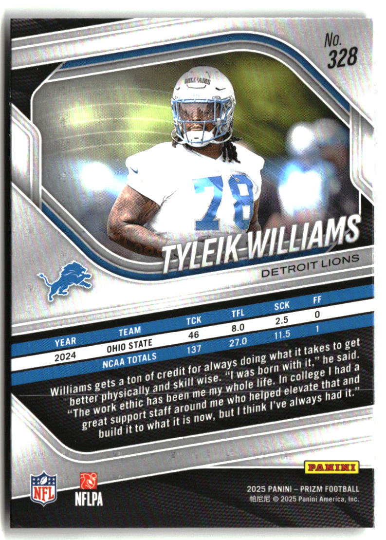 Tyleik Williams 2025 Panini Prizm #328