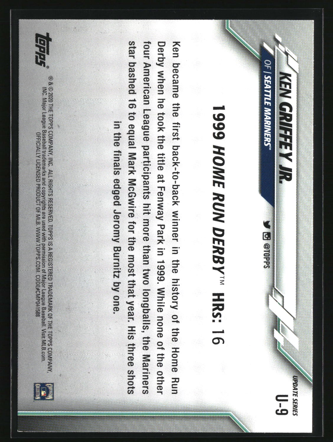 Ken Griffey Jr. 2020 Topps Update #U-9