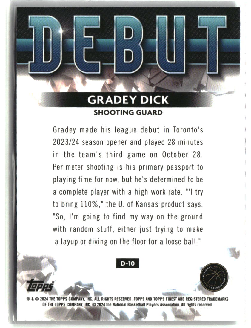 Gradey Dick 2023-24 Finest Debut #D-10