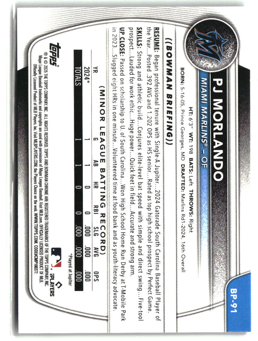 PJ Morlando 2025 Bowman Prospects #BP-91