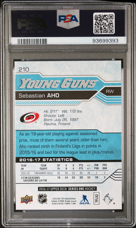Sebastian Aho 2016 Upper Deck #210 PSA 10