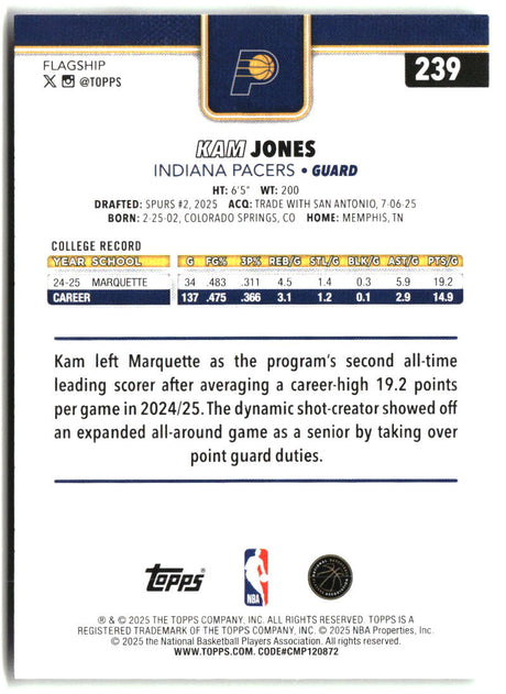 Kam Jones 2025-26 Topps #239