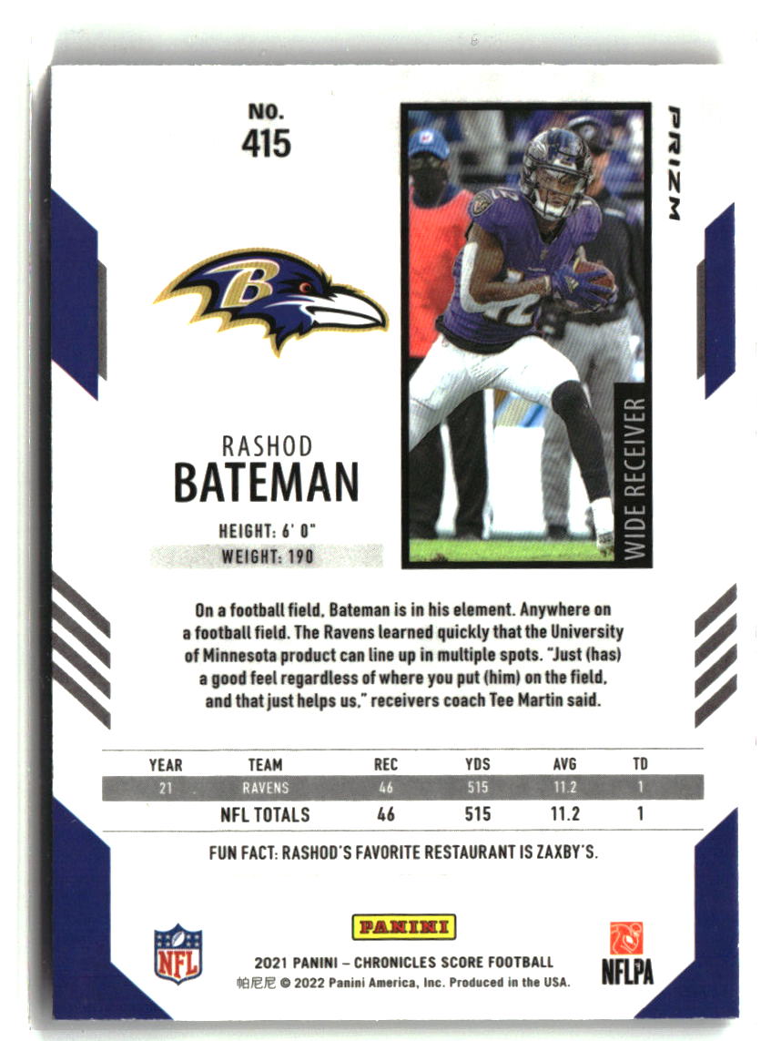 Rashod Bateman 2021 Panini Chronicles Score Update Rookies Silver #415