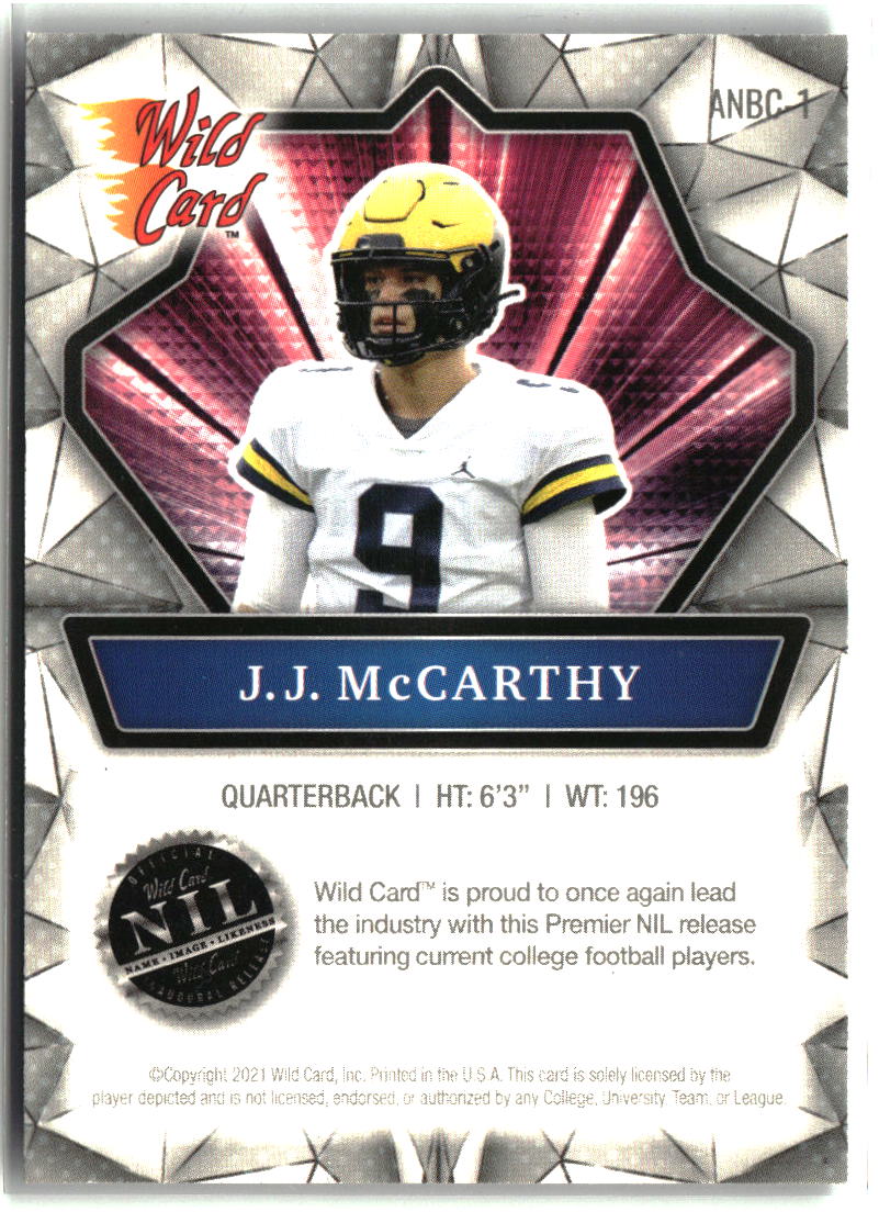 J.J. McCarthy 2021 Wild Card Alumination NIL #ANBC-1