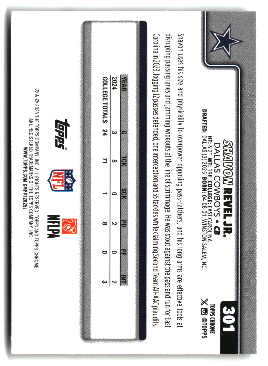 Shavon Revel Jr. 2025 Topps Chrome #301