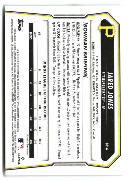 Jared Jones 2026 Bowman Prospects #BP-6