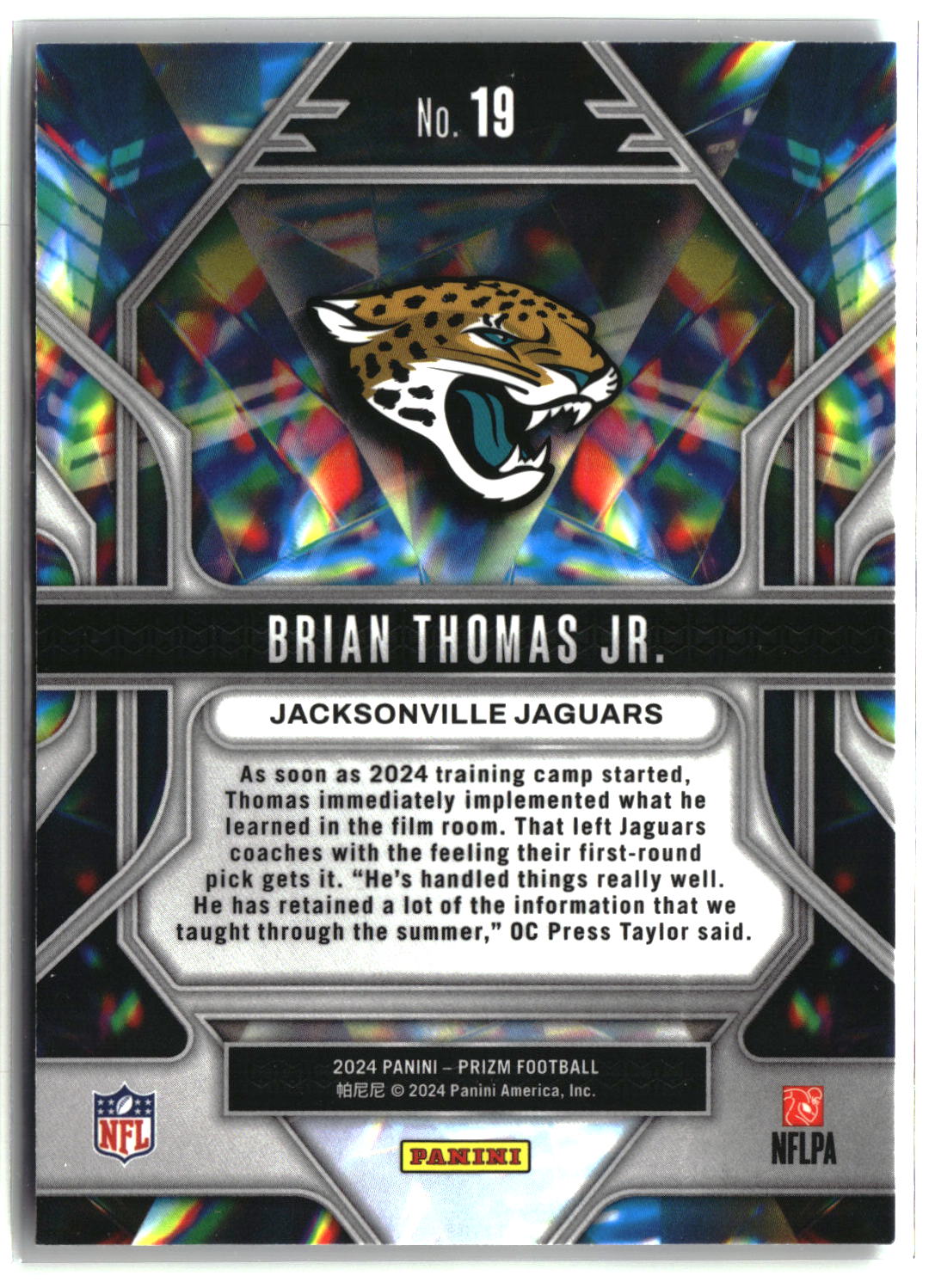 Brian Thomas Jr. 2024 Panini Prizm Prizmatic #19