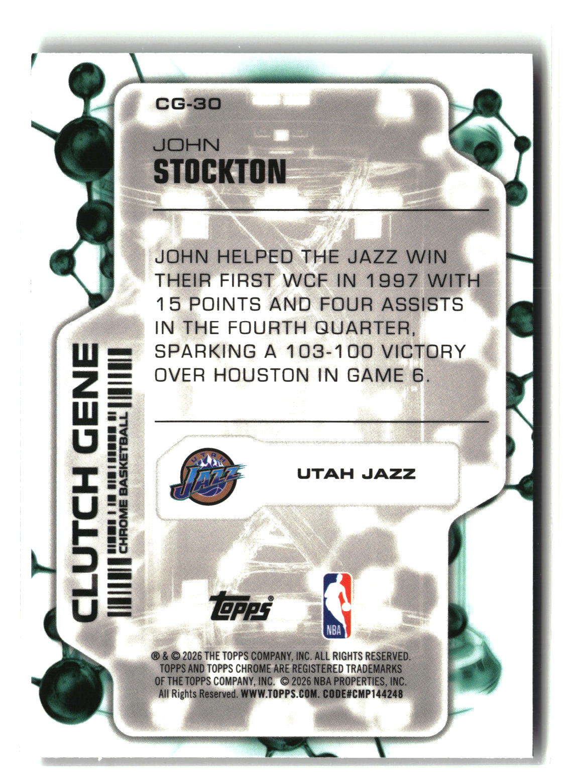 John Stockton 2025-26 Topps Chrome Update Clutch Gene #CG-30
