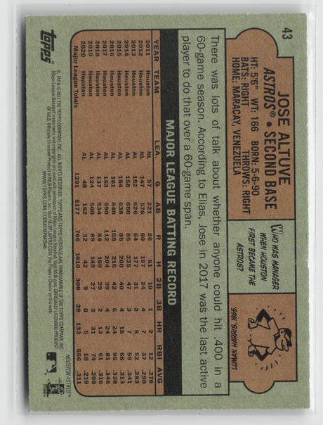 Jose Altuve 2021 Topps Heritage #43