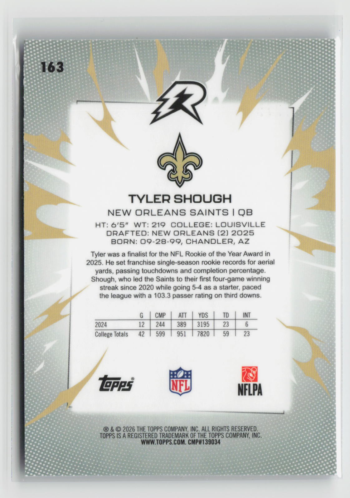 Tyler Shough 2025 Topps Resurgence Navy Surge Refractor #163 #/275