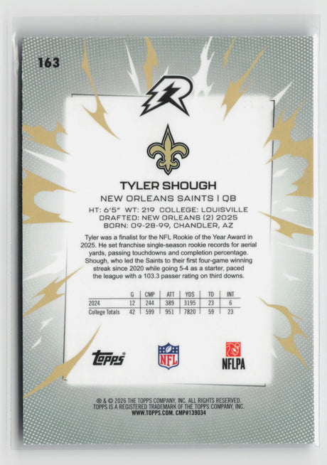 Tyler Shough 2025 Topps Resurgence Navy Surge Refractor #163 #/275