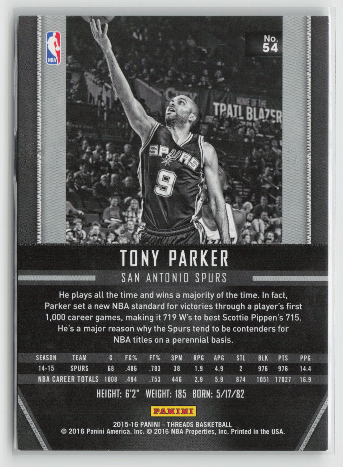 Tony Parker 2015-16 Panini Threads Century Proof Red #54 #/99
