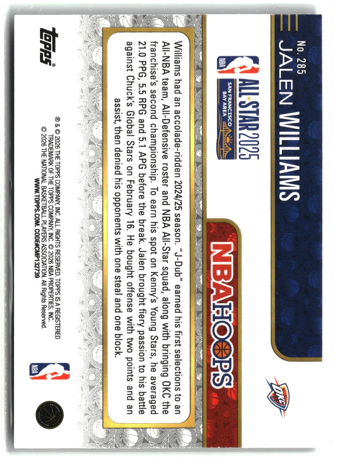 Jalen Williams 2025-26 Hoops #285