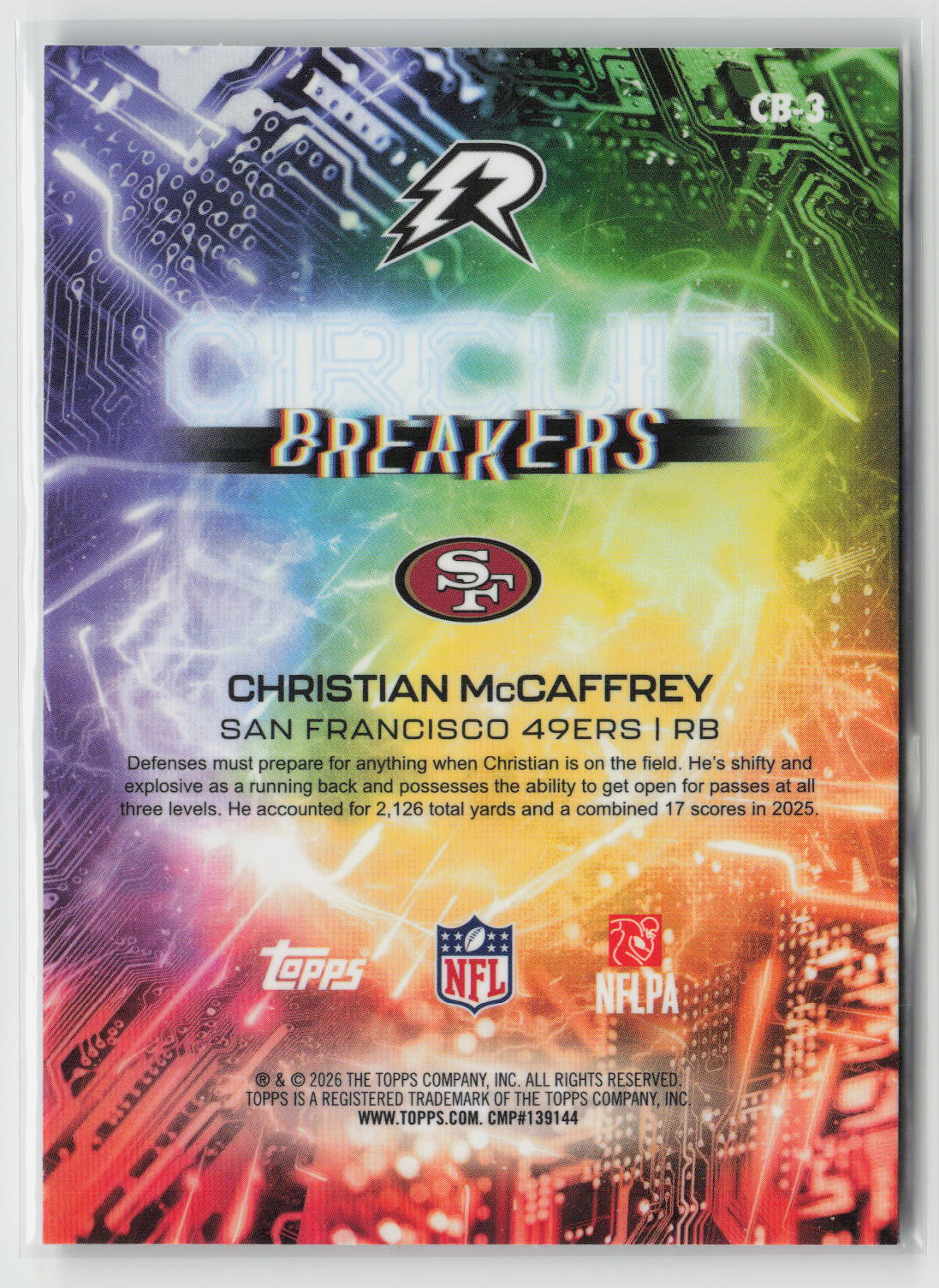 Christian McCaffrey 2025 Topps Resurgence Circuit Breakers Bronze Surge Ref CB-3