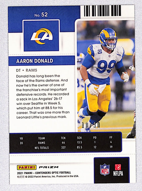 Aaron Donald 2021 Panini Contenders Optic Green Pulsar #52 #/30