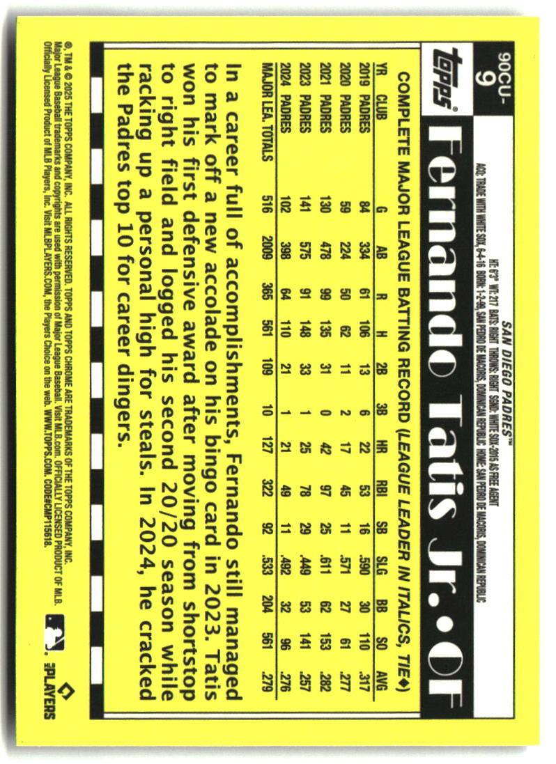 Fernando Tatis Jr. 2025 Topps Chrome Update 1990 Topps Chrome #90CU-9