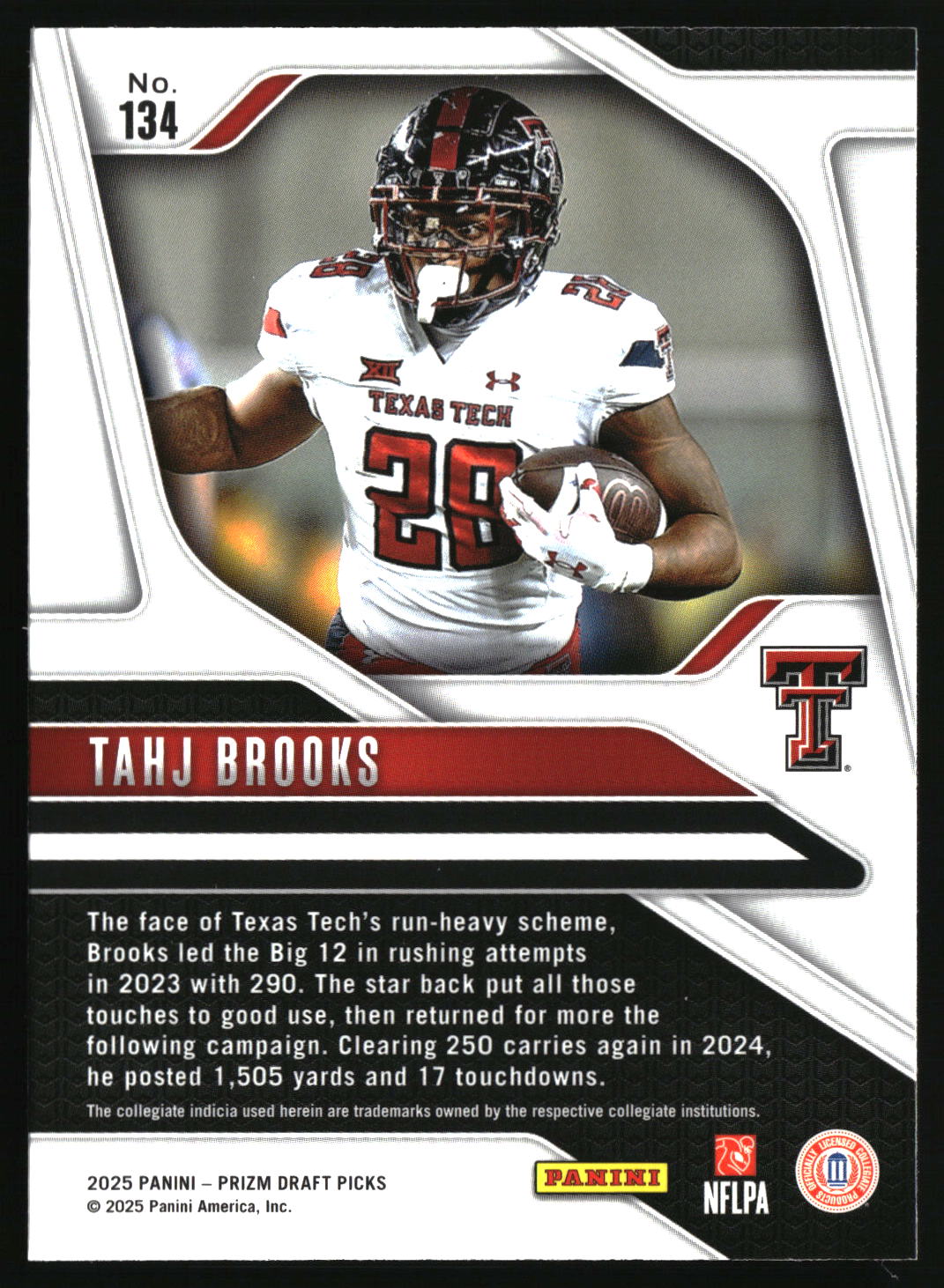 Tahj Brooks 2025 Panini Prizm Draft Picks #134