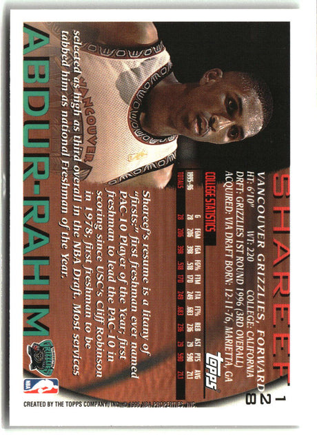 Shareef Abdur-Rahim 1996-97 Topps #128