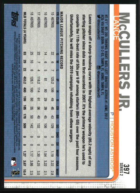 Lance McCullers Jr. 2020 Topps Archives Signature Series #TP-36 #/99