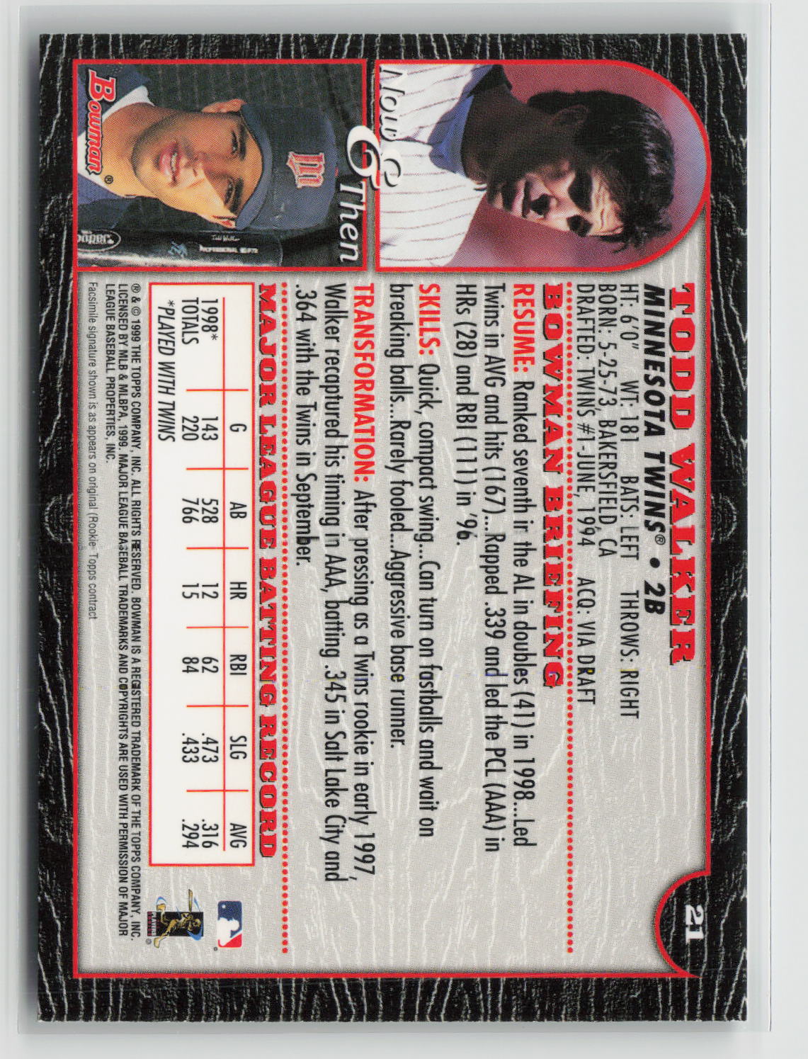 Todd Walker 1999 Bowman #21