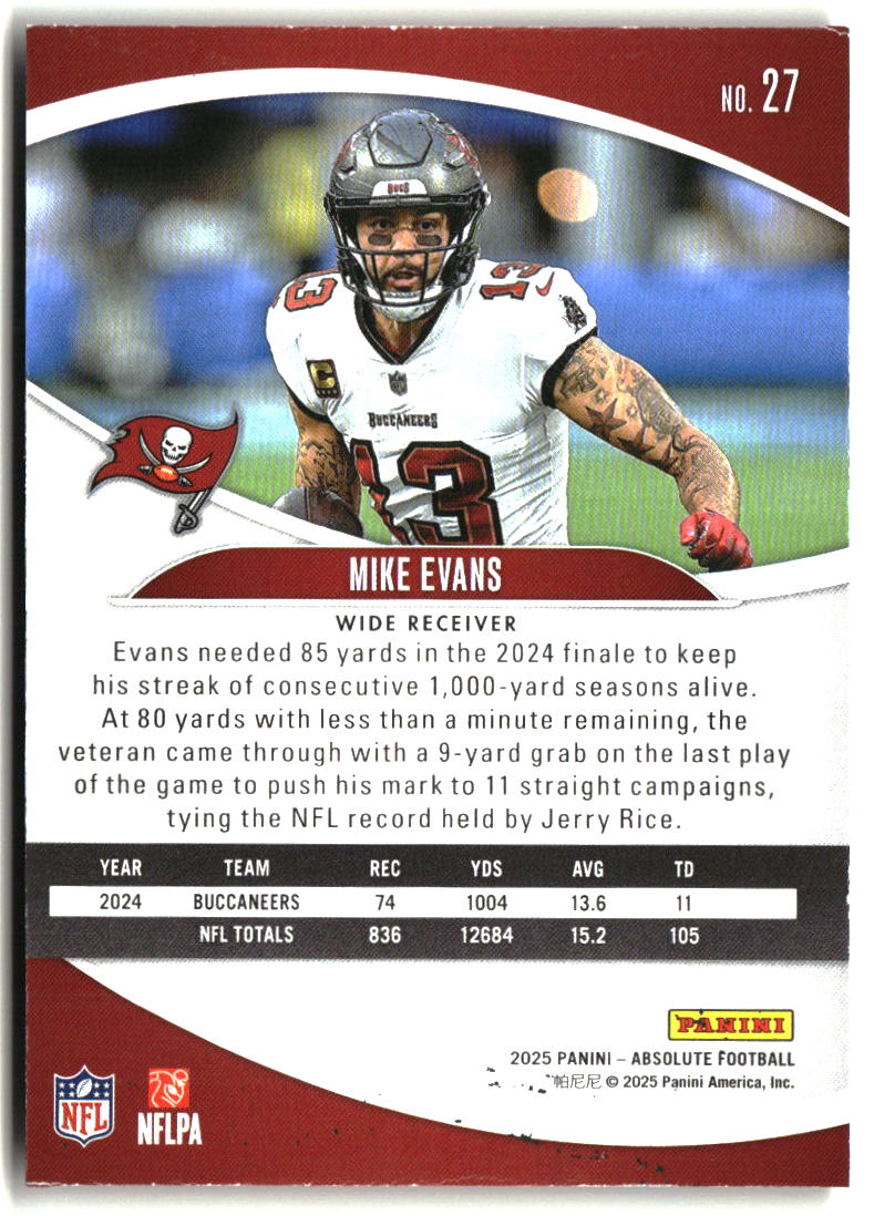 Mike Evans 2025 Panini Absolute Blue #27
