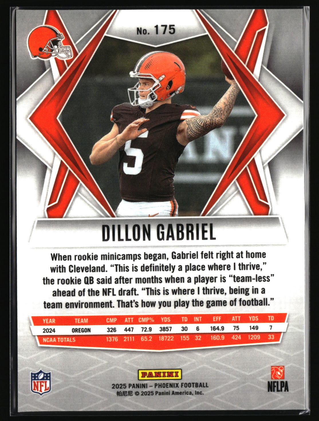 Dillon Gabriel 2025 Panini Phoenix #175