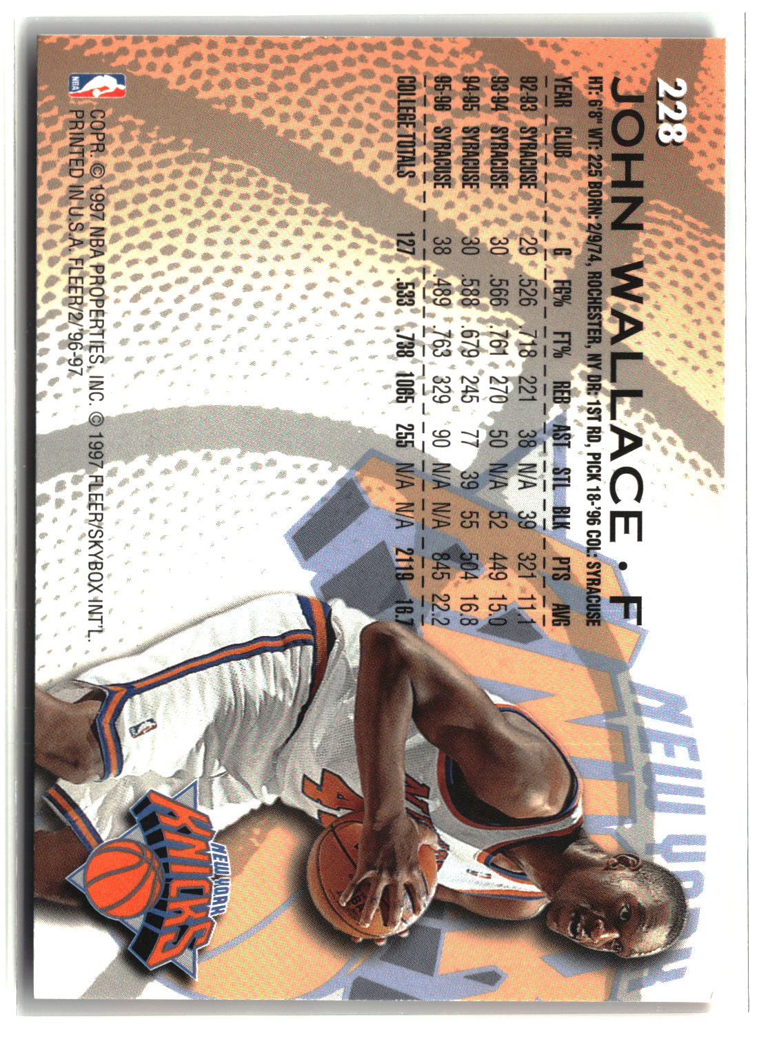John Wallace 1996-97 Fleer #228