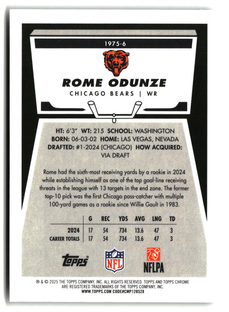 Rome Odunze 2025 Topps Chrome 1975 Topps #1975-6