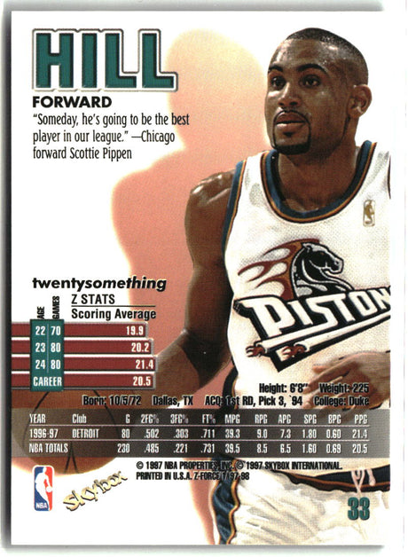 Grant Hill 1997-98 SkyBox Z-Force #33
