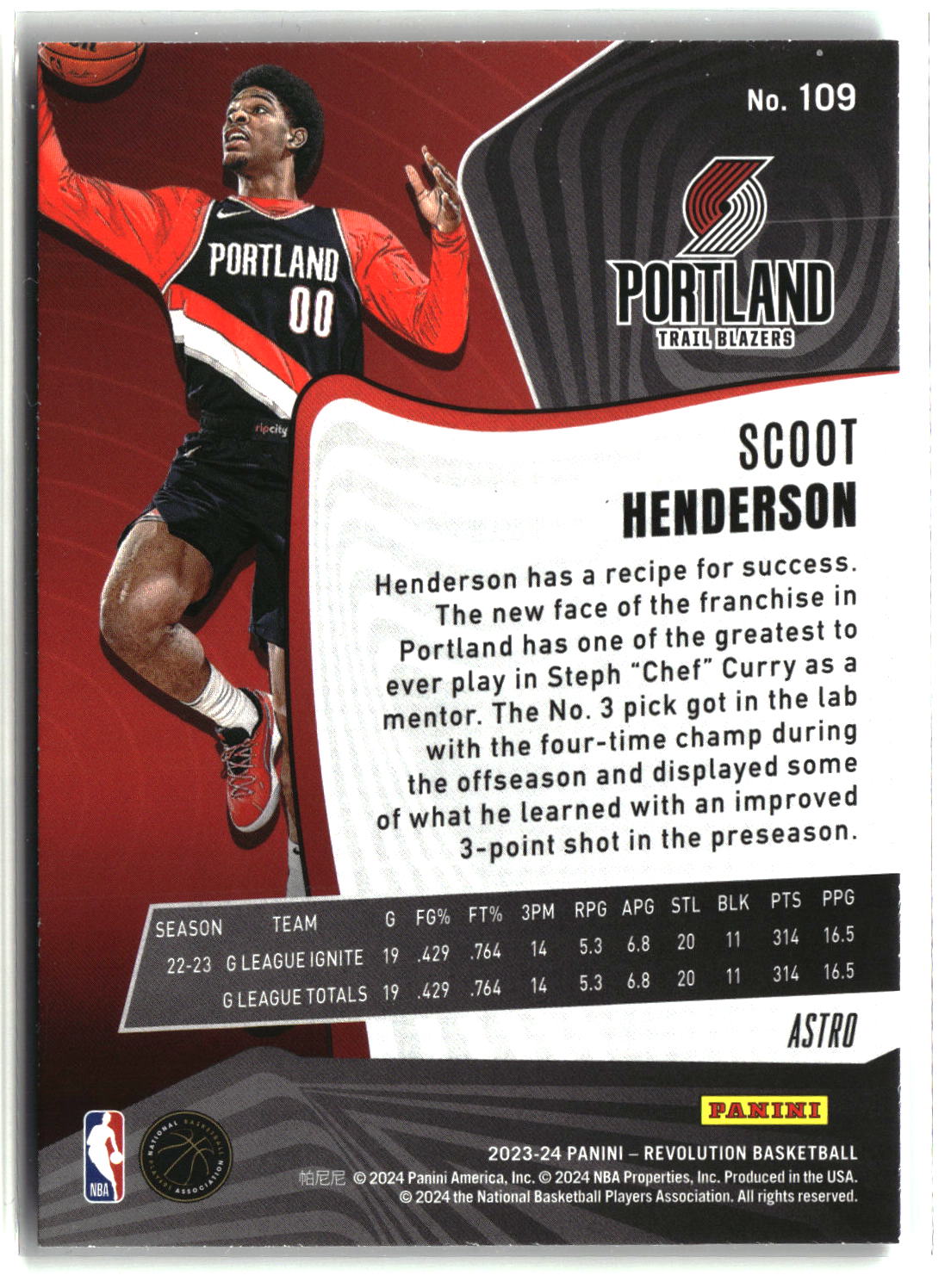 Scoot Henderson 2023-24 Panini Revolution #109