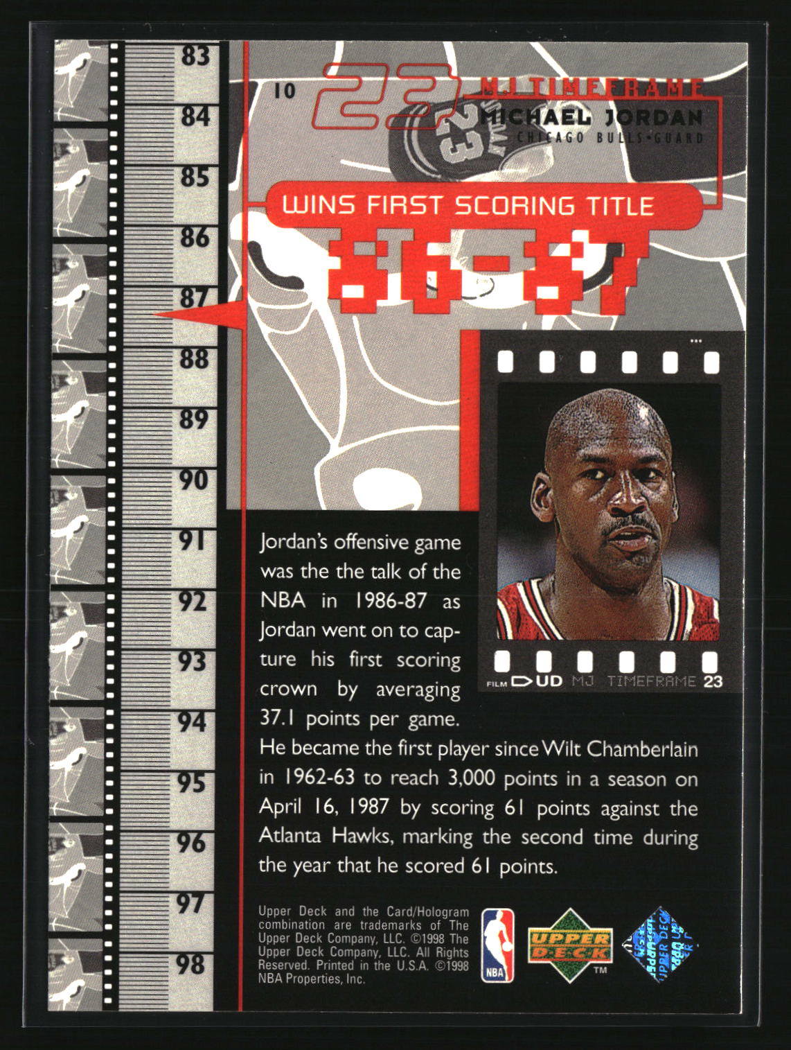 Michael Jordan 1998 Upper Deck Michael Jordan Living Legend #10