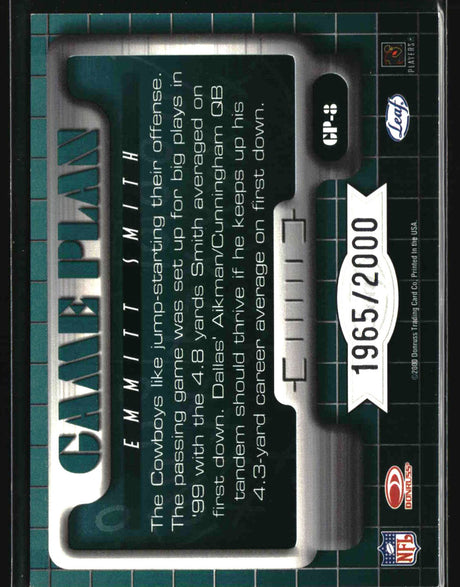Emmitt Smith 2000 Leaf Rookies & Stars Game Plan #GP-8 #/2000