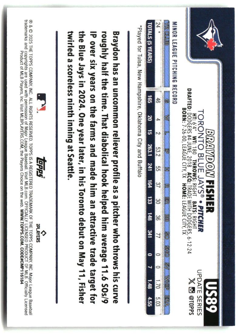 Braydon Fisher 2025 Topps Update #US89