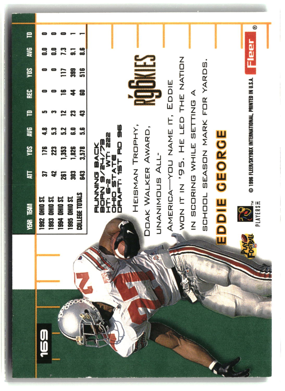 Eddie George 1996 Ultra #169