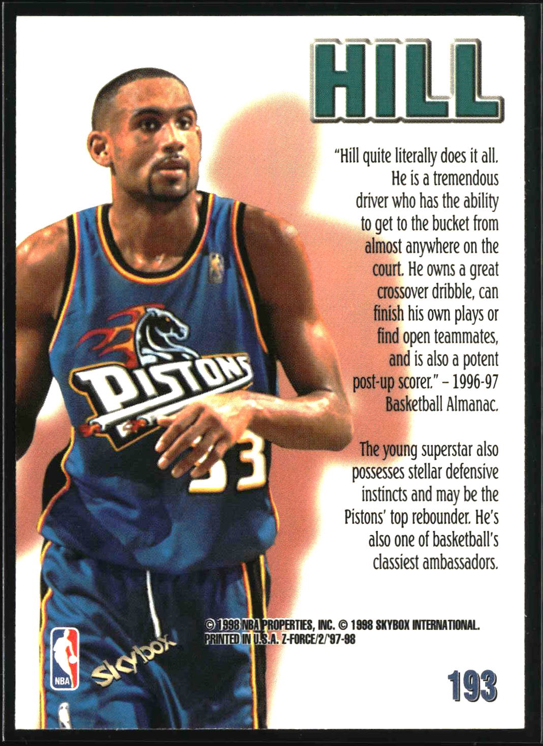 Grant Hill 1997-98 SkyBox Z-Force #193