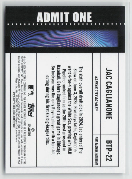 Jac Caglianone 2026 Topps Big Ticket Players #BTP-22