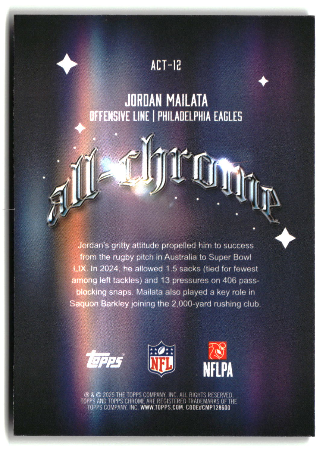 Jordan Mailata 2025 Topps Chrome All Chrome Team #ACT-12
