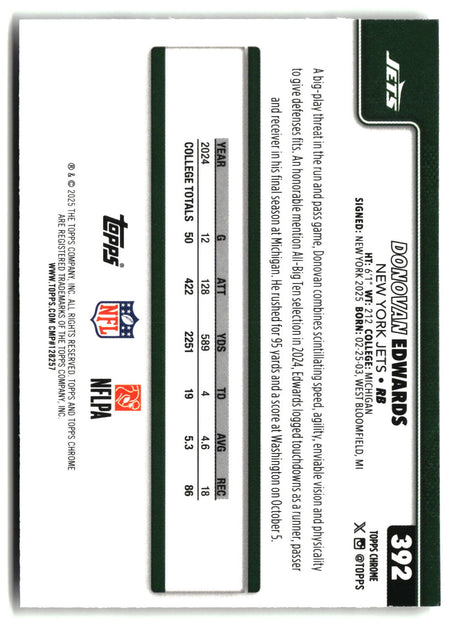 Donovan Edwards 2025 Topps Chrome #392