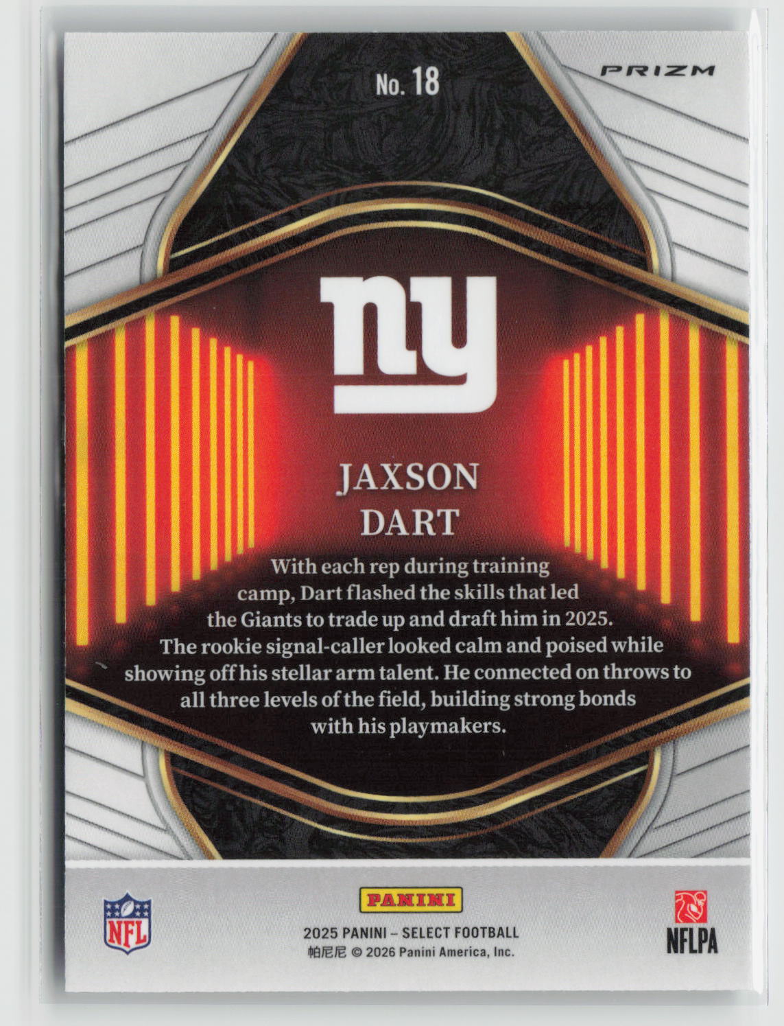 Jaxson Dart 2025 Panini Select Neon Icons Prizm #18