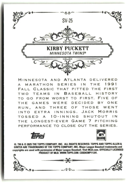 Kirby Puckett 2025 Topps Allen & Ginter Sweet Victory #SV-25