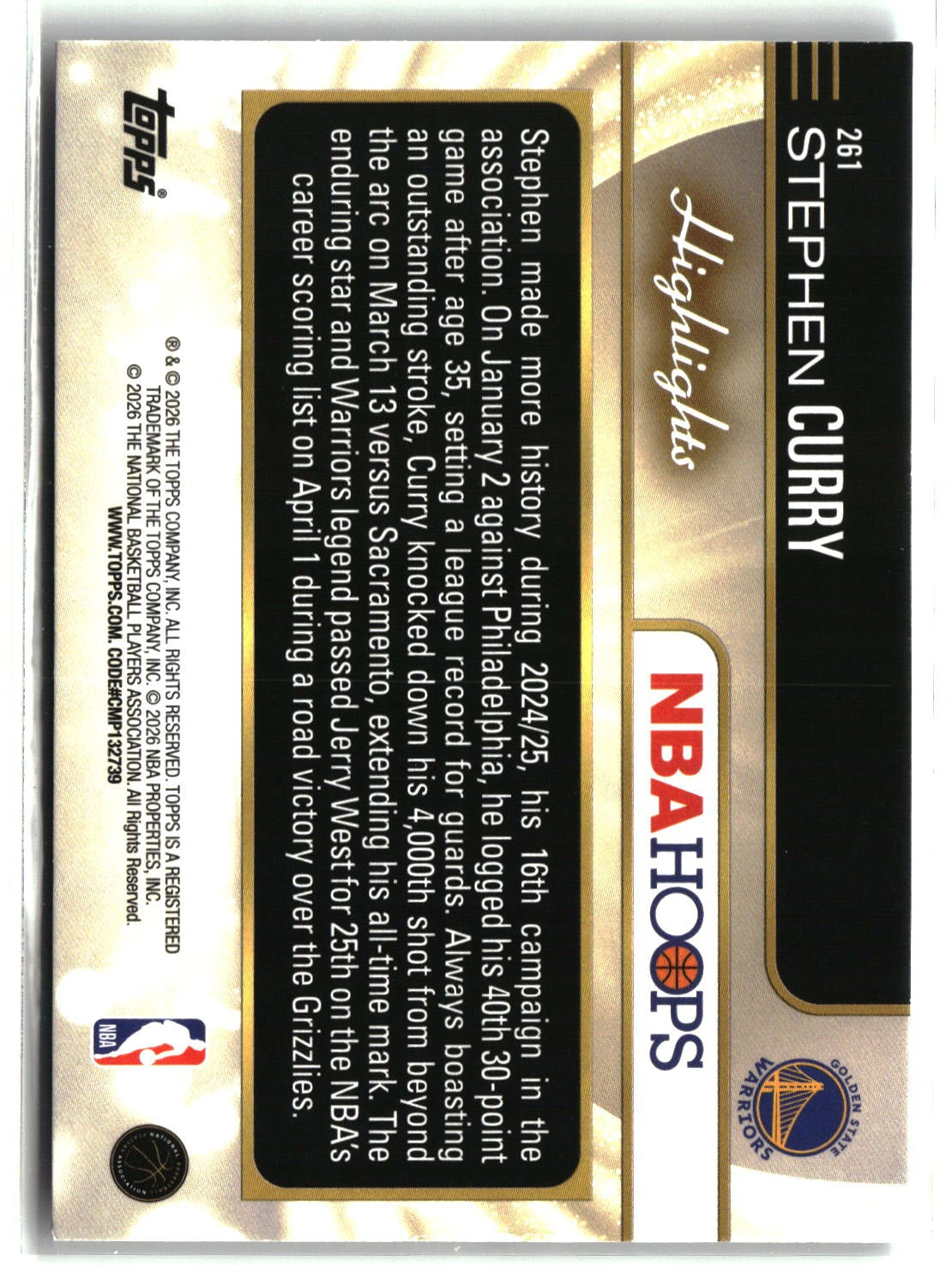 Stephen Curry 2025-26 Hoops #261