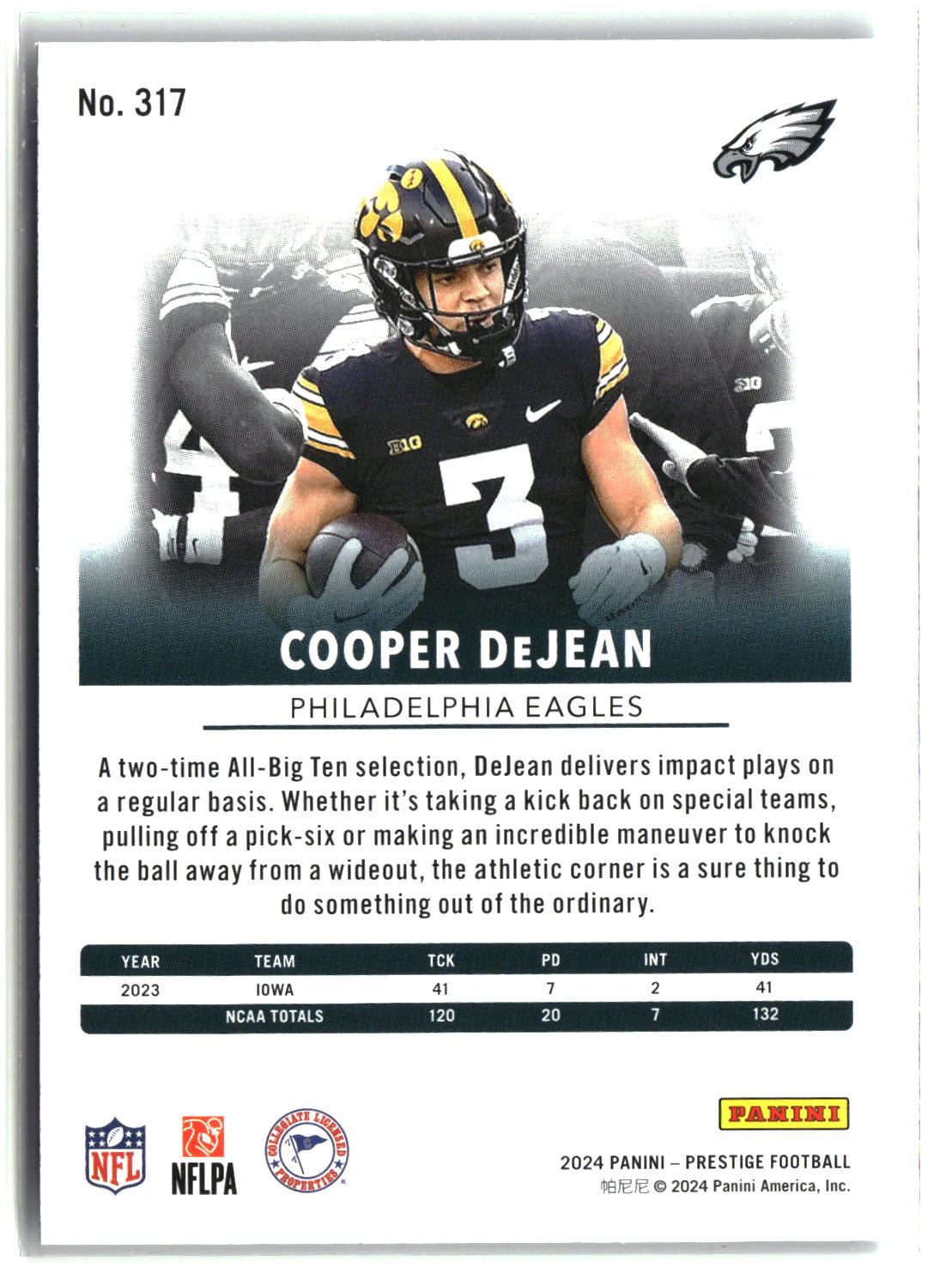 Cooper DeJean 2024 Panini Prestige #317