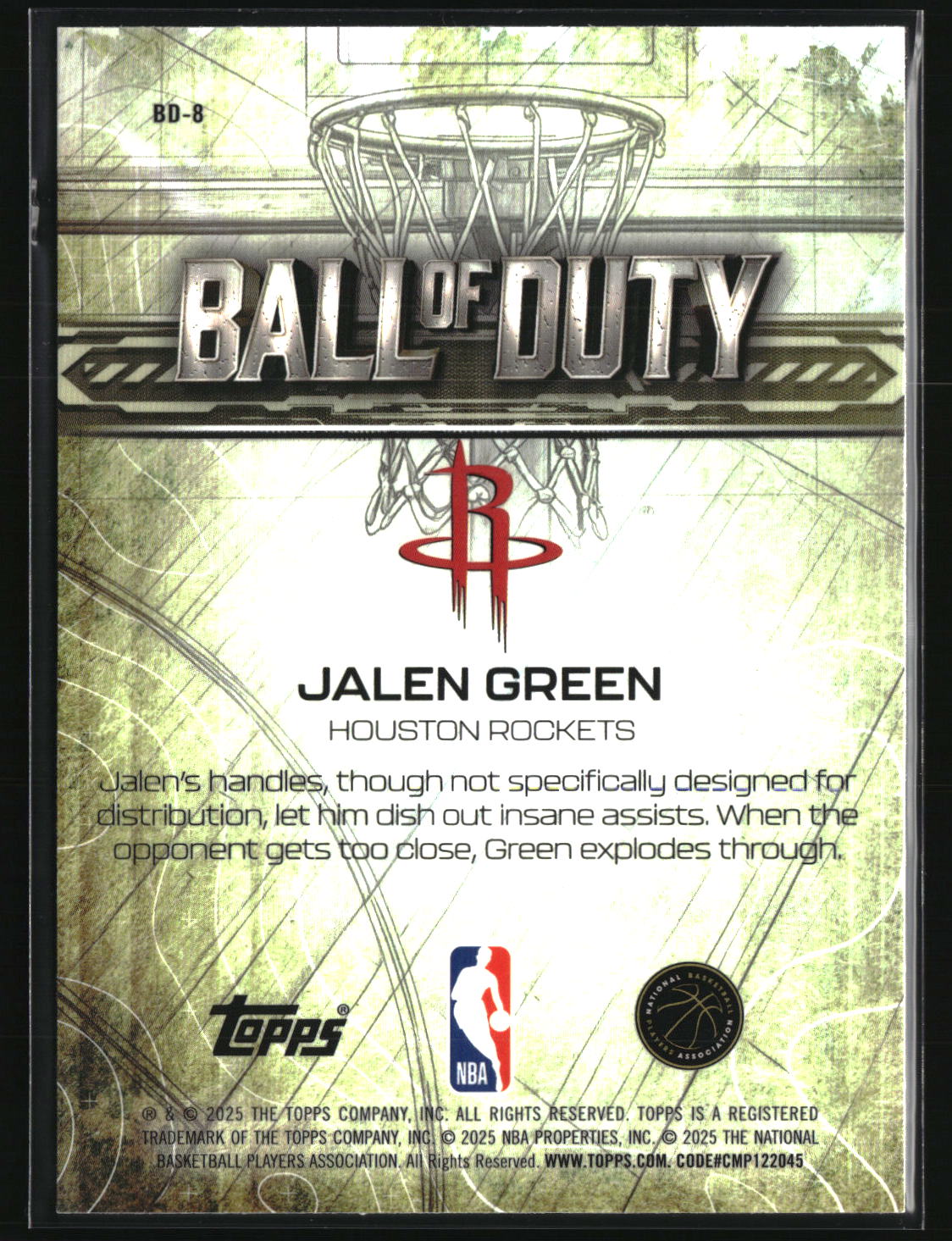 Jalen Green 2025-26 Topps Chrome Ball of Duty #BD-8