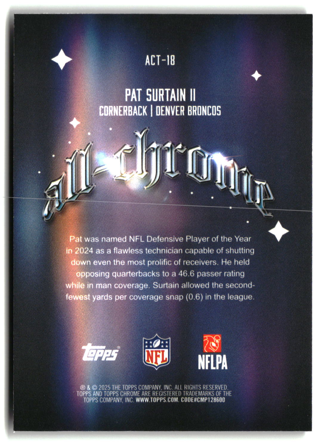 Patrick Surtain II 2025 Topps Chrome All Chrome Team #ACT-18